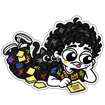 RaioViajante and a cat looking through a pile of notes
